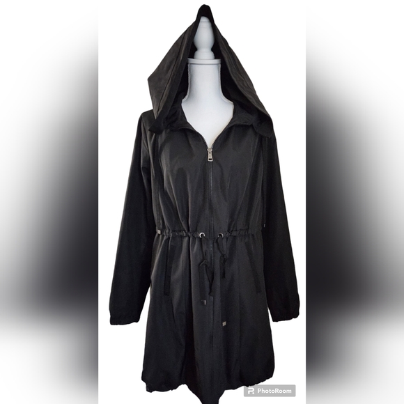 SIMPLY VERA WANG RAINCOAT WINDBREAKER SZ L BLACK - Picture 5 of 9